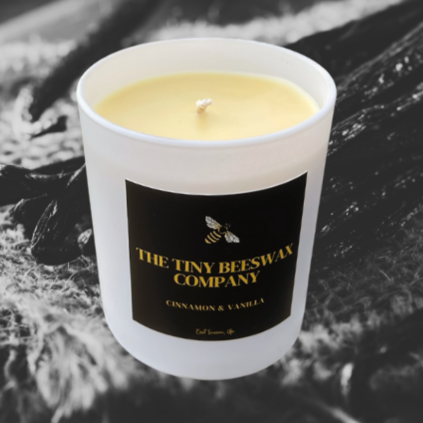 bespoke hand-made cinnamon & vanilla beeswax candle